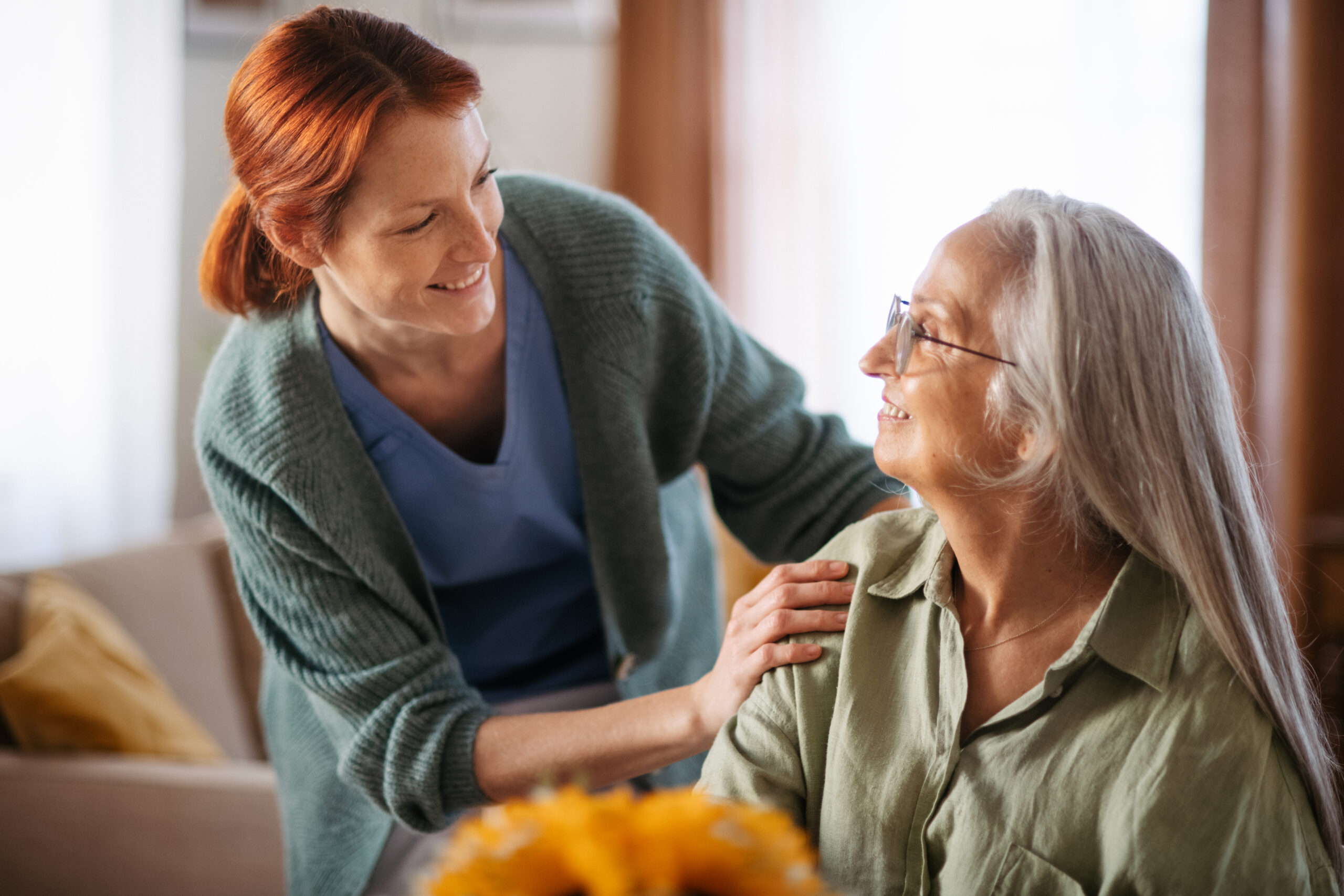 Alzheimers home care Ann Arbor, MI caregiver supporting senior with comfort at home